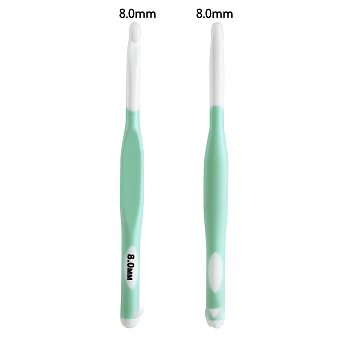 ABS Plastic Crochet Hooks Needles, with TPR Handle, for Braiding Crochet Sewing Tools, Aquamarine, 175mm, Pin: 8mm