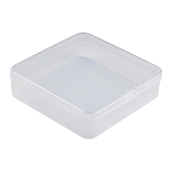 Plastic Bead Containers with Hinged Lid, Square, Clear, 12.5x12.3x3.5cm, Inner Size: 12x12cm.