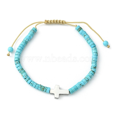 Ensemble de bracelets en perles tressées de style howlite naturelle et turquoise synthétique 2pcs 2(BJEW-JB09464-01)-3