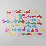 Sea Animals EVA Foam Glitter Stickers Set, Self-Adhesive Decals, for DIY Craft, Classroom, Bedroom Decoration, Fish & Crab & Dolphin & Jellyfish & Starfish, Mixed Color, 26~49x32~40x1mm(DIY-WH0409-50)