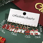 5 Pairs Christmas Theme Alloy Enamel Hoop Earrings, with Rhinestone, Golden, Mixed Shapes, 37x14mm & 16mm & 13mm & 34x19mm(FS-WG7AF48-25)