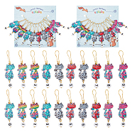 Alloy Enamel Cat with Number Pendant Locking Stitch Markers, Zinc Alloy Lobster Claw Clasps Stitch Marker, Mixed Color, 5.9cm, 10 style, 1pc/style, 10pcs/set(HJEW-AB00005)