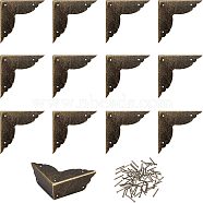 SUPERFINDINGS Iron Box Corner Protectors, with Screws, For Furniture Jewelry Box Decoration, Antique Bronze, 26x99x50mm, Hole: 1.8mm, Screws: 15x3mm, Pin: 1.5mm, 10sets(FIND-FH0001-55AB)