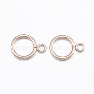 Ion Plating(IP) 304 Stainless Steel Ring Toggle Clasps, Rose Gold, 19x14x2mm, Hole: 3mm.(STAS-E127-04RG)