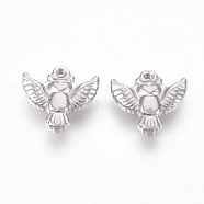 201 Stainless Steel Pendants, Eagle, Stainless Steel Color, 13x13.5x3.5mm, Hole: 1.2mm(STAS-O118-36P)