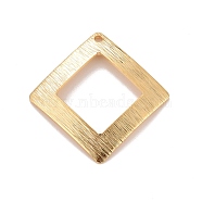 Rack Plating Eco-friendly Brass Pendants, Lead Free & Cadmium Free, Long-Lasting Plated, Textured, Hollow Rhombus, Real 24K Gold Plated, 25x25x2mm, Hole: 1mm(KK-D075-23G-RS)