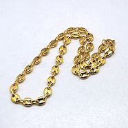 Fashionable 304 Stainless Steel Coffee Bean Chain Necklaces, with Lobster Claw Clasps, Golden, 21.3 inches(54cm)(NJEW-I008-33A)
