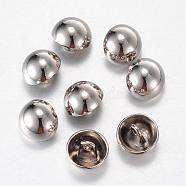 Alloy Shank Buttons, 1-Hole, Dome/Half Round, Platinum, 12.5x10mm, Hole: 1.5mm(BUTT-D054-12.5mm-06P)