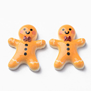 Opaque Resin Cabochons, Christmas Style, Gingerbread Man, Orange, 23x17x5mm(X-CRES-N021-85)