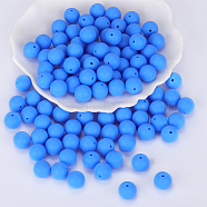 Round Silicone Focal Beads, Chewing Beads For Teethers, DIY Nursing Necklaces Making, Dodger Blue, 15mm, Hole: 2mm(SI-JX0046A-15)