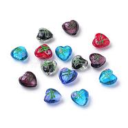 Valentine Gifts for Her Ideas Handmade Silver Foil Lampwork Beads, Heart, Mixed Color, 14~17x15~17mm, Hole: 2mm(FOIL-LHH022-M)