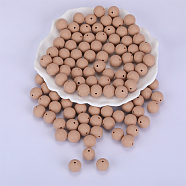 Round Silicone Focal Beads, Chewing Beads For Teethers, DIY Nursing Necklaces Making, Dark Khaki, 15mm, Hole: 2mm(SI-JX0046A-85)