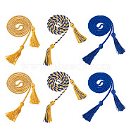 6Pcs 3 Styles Polyester Graduation Honor Rope, with Tassel Pendant Decoration for Graduation Students, Mixed Color, 2pcs/style(AJEW-TA0001-22)