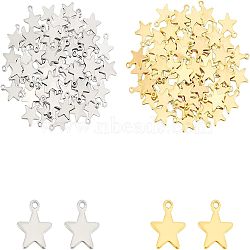 304 Stainless Steel Charms, Star, Golden & Stainless Steel Color, 10x8x0.8mm, Hole: 1mm, 160pcs/box(STAS-UN0016-66)