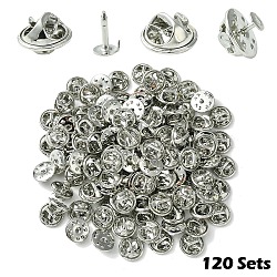 120 Sets Iron Lapel Pin Backs, Tie Tack Pin, Brooch Findings, Platinum, Tray: 4.5mm, 12mm, Pin: 1mm(IFIN-YW0003-59P)