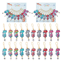 Alloy Enamel Cat with Number Pendant Locking Stitch Markers, Zinc Alloy Lobster Claw Clasps Stitch Marker, Mixed Color, 5.9cm, 10 style, 1pc/style, 10pcs/set(HJEW-AB00005)