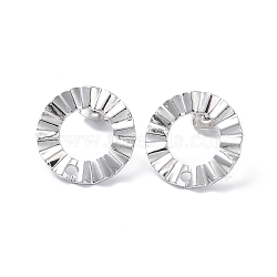 304 Stainless Steel Stud Earring Finding, Ring, Stainless Steel Color, 18mm, Hole: 1.6mm, Pin: 0.8mm(EJEW-I285-21P)