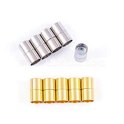 Brass Magnetic Clasps, Column, Golden & Silver, 20mm, Hole: 10mm(KK-YS0001-02)