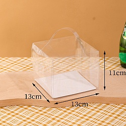 Foldable Transparent PET Cakes Boxes, Portable Dessert Bakery Boxes, Rectangle, Clear, 13x13x11cm(CON-PW0001-049C)