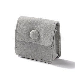 Rectangle Velvet Pouches, with Iron Clasp, Jewelry Storage Bags, for Rings & Necklaces & Bracelet Holders, Silver, 6.2x6x1.1cm(TP-C003-01A)