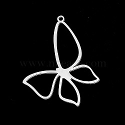 201 Stainless Steel Pendants, Laser Cut, Butterfly, Stainless Steel Color, 40x31x1mm, Hole: 1.5mm(STAS-T056-LA712-1)