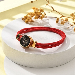 Constellation Nylon Cords Multi-strand Bracelets, Double Chain Jewelry for Women Men, with Golden Brass Findings & Enamel Charm, Red, Cancer, 8 inch(20.3cm)(BJEW-U016-01B-05)