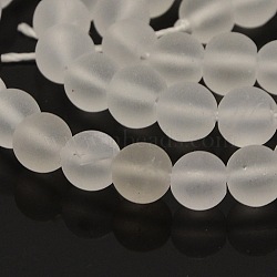 Frosted Natural Quartz Crystal Round Bead Strandsl, 6mm, Hole: 1mm, about 61pcs/strand, 15.7 inch(G-N0120-44-6mm)