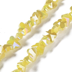 Electroplate Butterfly Glass Beads Strands, Faceted, AB Color Plated, Yellow, 8x10x5.5mm, Hole: 1.2mm, about 100pcs/strand, 29.13''(74cm)(EGLA-A036-08A-AB03)