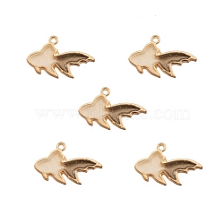 Alloy Enamel Pendants, Goldfish Shape, Cadmium Free & Lead Free, Light Gold, Black, 27x16mm, Hole: 1mm(ENAM-TAC0001-40LG-03)