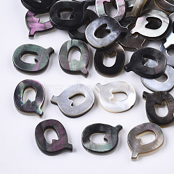 Natural Black Lip Shell Beads, Top Drilled Beads, Letter.Q, Q: 11x8.5x2.5mm, Hole: 0.6mm(X-SSHEL-S265-001Q)