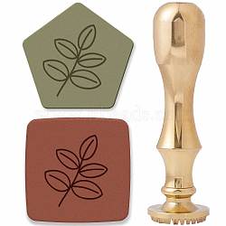 Brass Clay Seal Stamp Set, 1Pc Golden Tone Sealing Stamp Solid Brass Head, with 1Pc Handle, for Creating Unique Imprints on Clay, Leaf, 75mm, head: 12mm thick, stamps: 25.4mm(DIY-WH0576-003)