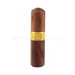 Wood Needle Storages, with Metal Findings, Column, Coconut Brown, 20x80mm(PW-WG51158-03)