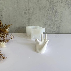 Hand Shape Finger Ring Display Stand DIY Silicone Molds, Resin Casting Molds, for UV Resin & Epoxy Resin Craft Making, White, 89x59x52mm(SIMO-P003-03)
