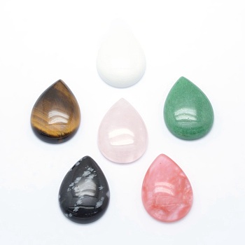 Natural & Synthetic Mixed Stone Cabochons, Drop, 34~35x24~25x6.5~7mm