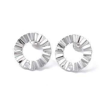 304 Stainless Steel Stud Earring Finding, Ring, Stainless Steel Color, 18mm, Hole: 1.6mm, Pin: 0.8mm