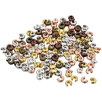 Iron Crimp Beads Covers, Mixed Color, 5mm In Diameter, Hole: 1.5~1.8mm, 500pcs/box