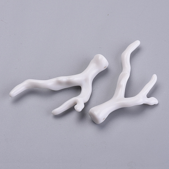 Acrylic Solid Colour Pendants, Antler, White, 49x35x7mm, Hole: 2mm
