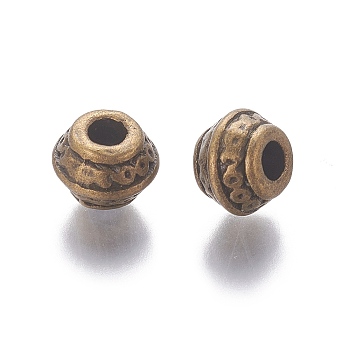 Tibetan Antique Bronze Metal Lead Free & Nickel Free & Cadmium Free, 9x7mm, Hole: 3.5mm