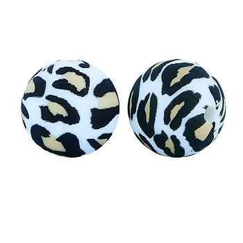 Silicone Beads Loose Silicone Beads Kit Leopard Print Silicone Beads for Keychain Making Bracelet Necklace, Light Sky Blue, 15mm, Hole: 2mm