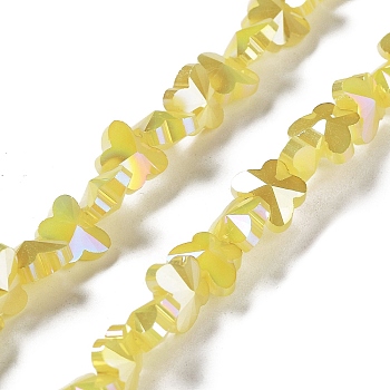 Electroplate Butterfly Glass Beads Strands, Faceted, AB Color Plated, Yellow, 8x10x5.5mm, Hole: 1.2mm, about 100pcs/strand, 29.13''(74cm)