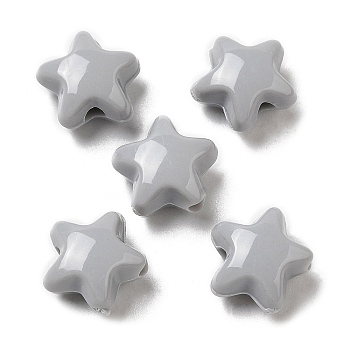 Opaque Acrylic Beads, Star, Gray, 11x11.5x7mm, Hole: 2mm,  about 1245pcs/500g