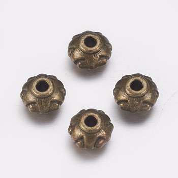 Tibetan Style Spacer Beads, Cadmium Free & Nickel Free & Lead Free, Donut, Antique Bronze, 7x5mm, Hole: 2mm