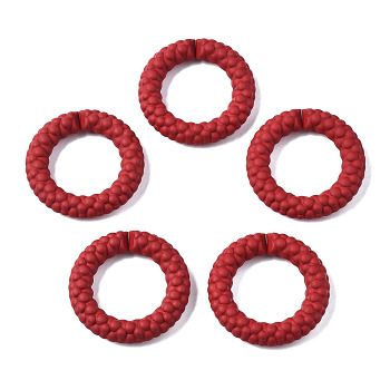 Spray Painted CCB Plastic Linking Rings, Quick Link Connectors, for Jewelry Chain Making, Ring, Dark Red, 39x39x7.5mm, Inner Diameter: 24mm