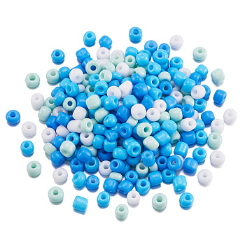 Opaque Glass Round Seed Beads, Mixed Colors, Dodger Blue, 4~4.5x3~4mm, Hole: 1.4mm, about 2453pcs/bag