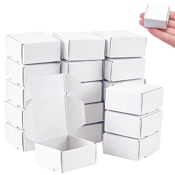30Pcs Paper Folding Box, Corrugated Board Box, Postal Box, Square, White, 4.1x3.8x2cm