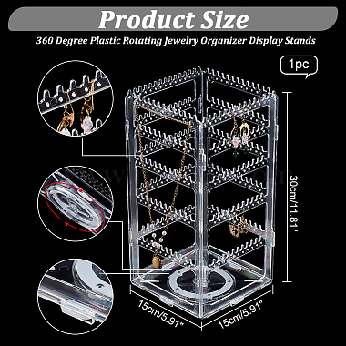 360 Degree Plastic Rotating Jewelry Organizer Display Stands(EDIS-WH0022-11A)-2