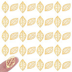 200Pcs Leaf Iron Pendants, Etched Metal Embellishments, Golden, 23.5x14x0.4mm, Hole: 1mm(KK-HY0004-24)