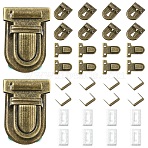 10 Sets Iron Purse Push Lock Sets, Antique Bronze, 35x25x11mm, 4pcs/set(IFIN-YW0003-86AB)