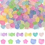 300Pcs 6 Styles Frosted Transparent Acrylic Beads, Mixed Color, Mixed Shapes, 8.5~13x9.5~17.5x6~9.5mm, Hole: 2.2~2.7mm, 50pcs/style(FACR-YW0001-13)