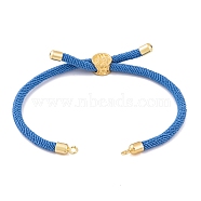 Nylon Cords Bracelet Makings Fit for Connector Charms, with Golden Brass Tree Slider Beads, Long-Lasting Plated, Dodger Blue, 8-5/8 inch(22cm), Hole: 1.9mm(AJEW-P116-01G-26)